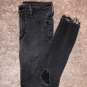 Abercrombie distressed black high wasted jeans